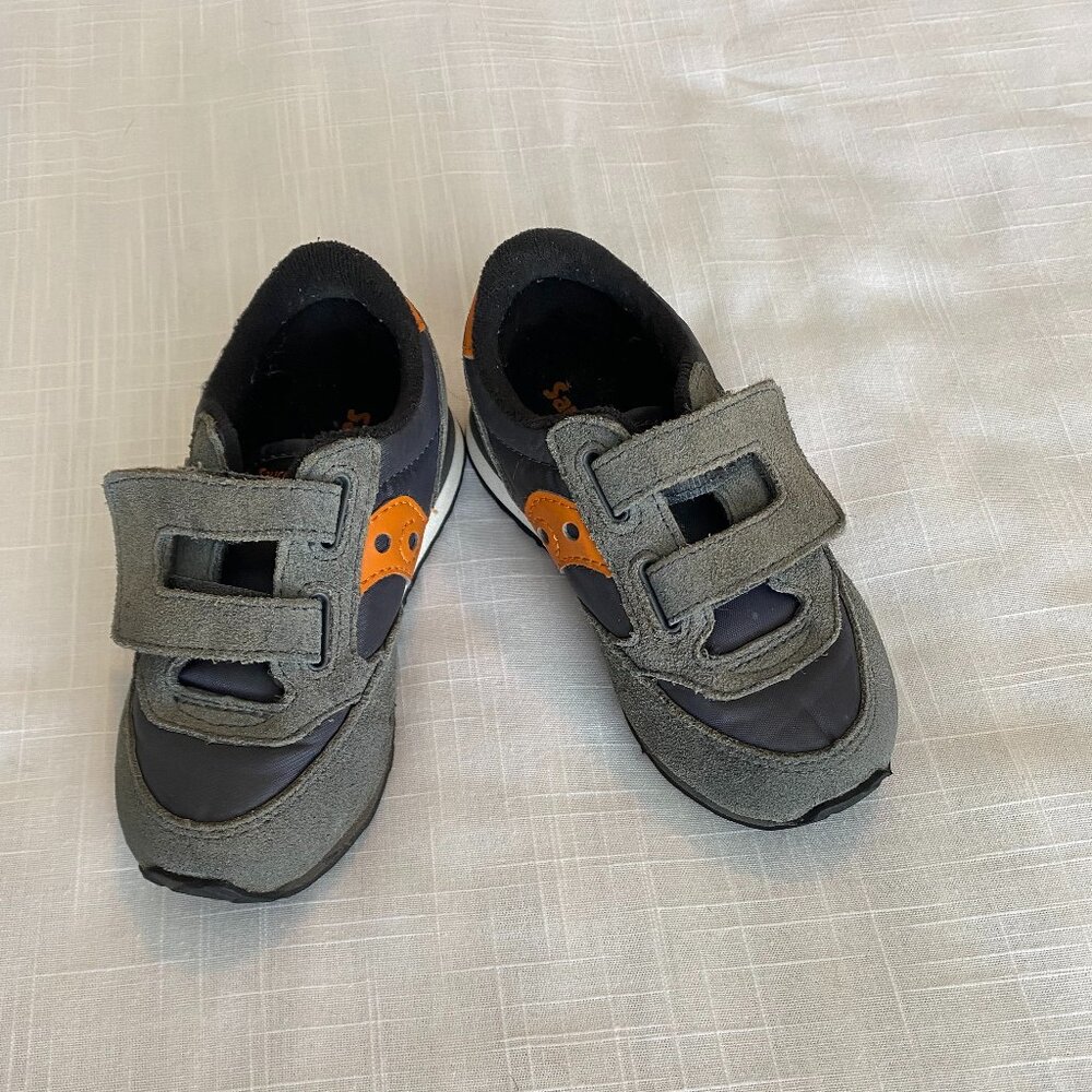 Saucony Toddler Shoes 8M Jazz Hook Loop Grey/Orange Unisex Boy Girl